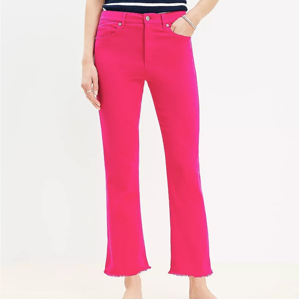 Loft Kick Crop Frayed Jeans